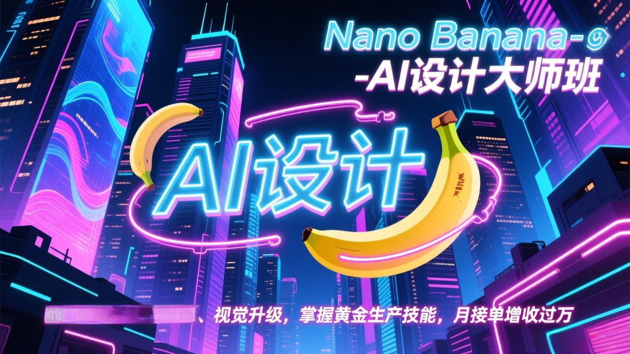Nano Banana-AI设计大师班，修图合成、广告创作、视觉升级，掌握黄金生产技能，月接单增收过万-极客网创