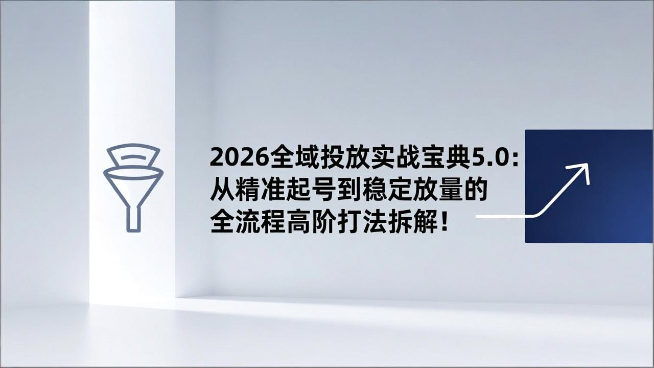 2026全域投放实战宝典5.0：从精准起号到稳定放量的全流程高阶打法拆解！-极客网创