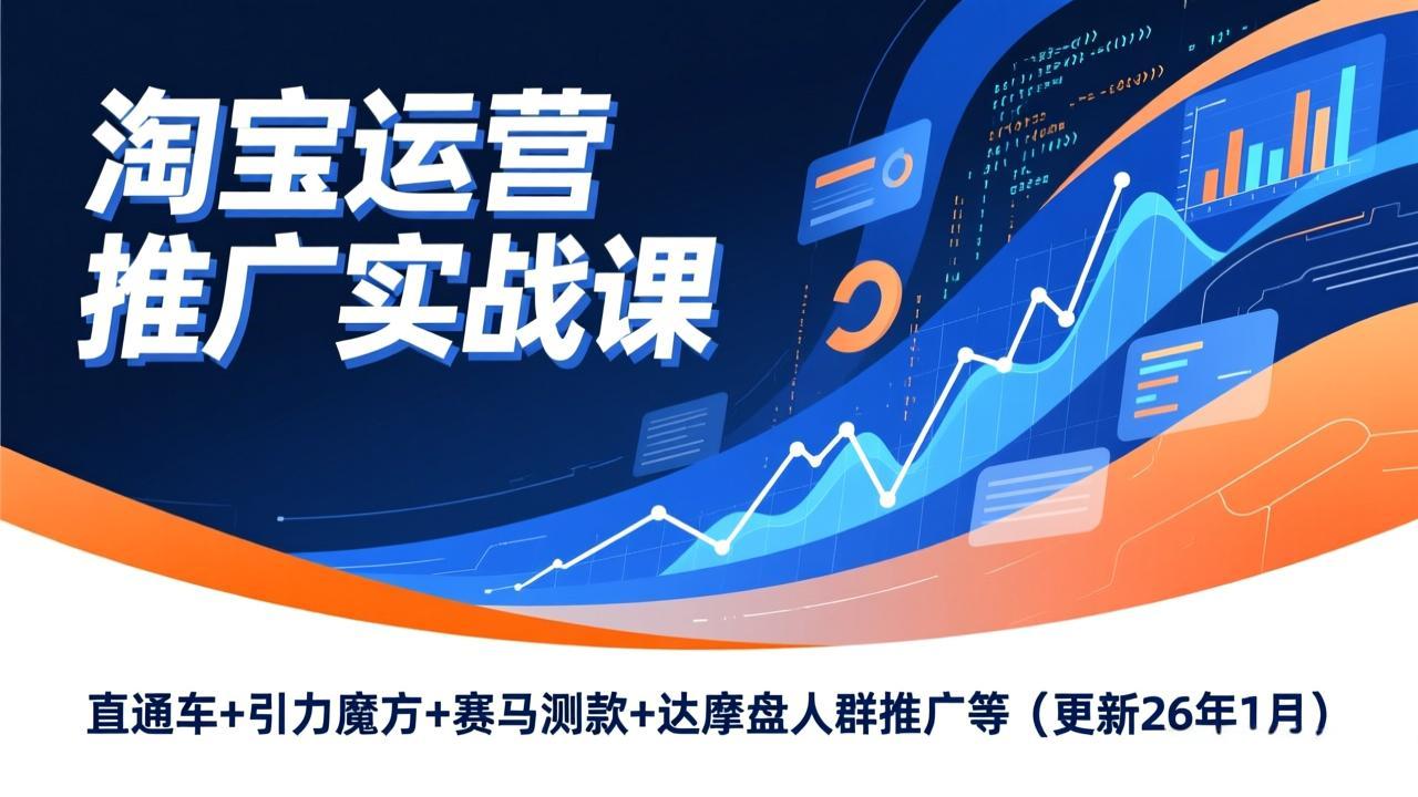 淘宝运营推广实战课，直通车+引力魔方+赛马测款+达摩盘人群推广等(更新26年1月-极客网创