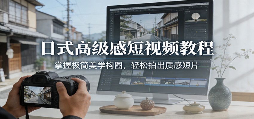 日式高级感短视频教程：掌握极简美学构图，轻松拍出质感短片-极客网创