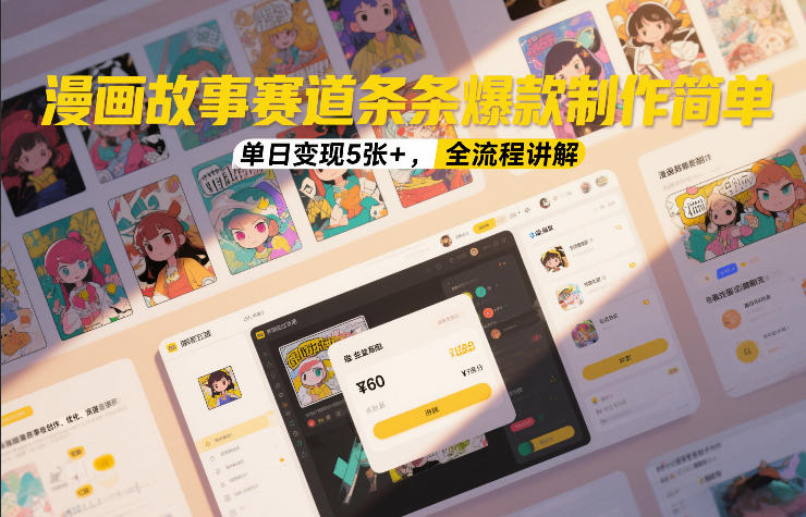 漫画故事赛道条条爆款制作简单，单日变现5张+，全流程讲解-极客网创