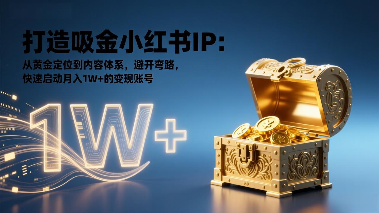 打造吸金小红书IP：从黄金定位到内容体系，避开弯路，快速启动月入1W+的变现账号-极客网创