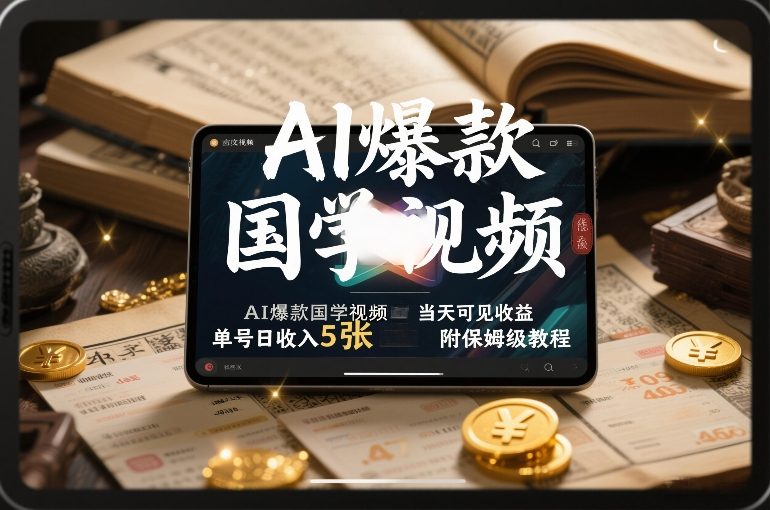 AI爆款国学视频，独家起号方法，小白直接上手，当天可见收益，单号日收入5张+附保姆级教程-极客网创