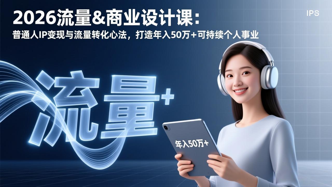 2026流量&商业设计课：普通人IP变现与流量转化心法，打造年入50万+可持续个人事业-极客网创