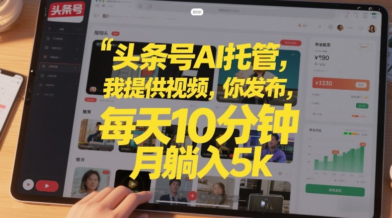 头条号AI托管，我提供视频，你发布，每天10分钟，月躺入5k+【揭秘】-极客网创