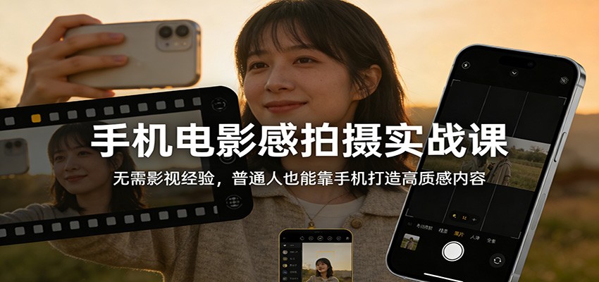 手机电影感拍摄实战课：无需影视经验，普通人也能靠手机打造高质感内容-极客网创