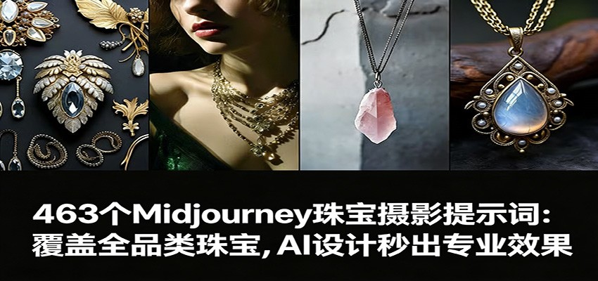 463个Midjourney珠宝摄影提示词：覆盖全品类珠宝，AI设计秒出专业效果-极客网创