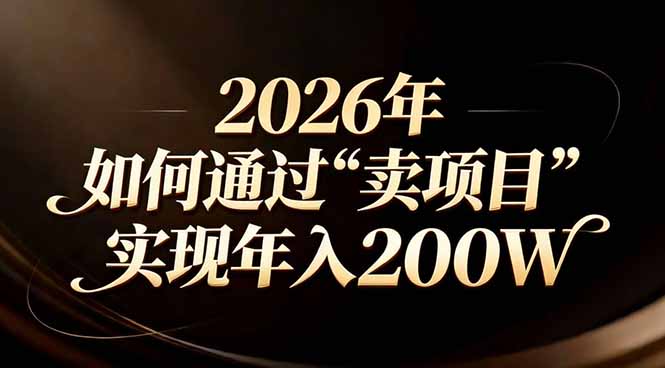 站在2026年的十字路口：一个普通人如何通过卖项目实现年入200万-极客网创