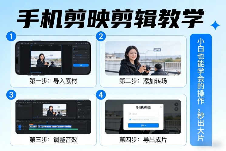 手机剪映剪辑教学，小白也能学会的操作，秒出大片-极客网创