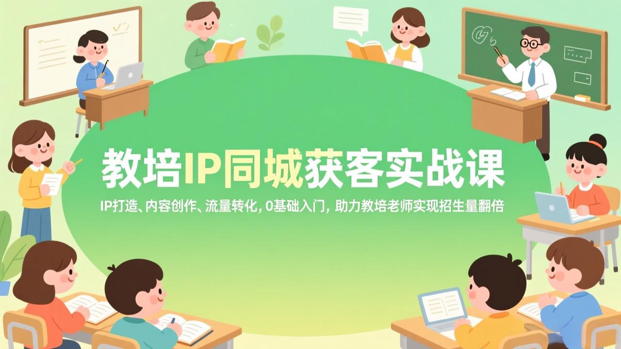 教培IP同城获客实战课，IP打造、内容创作、流量转化，0基础入门，助力教培老师实现招生量翻倍-极客网创