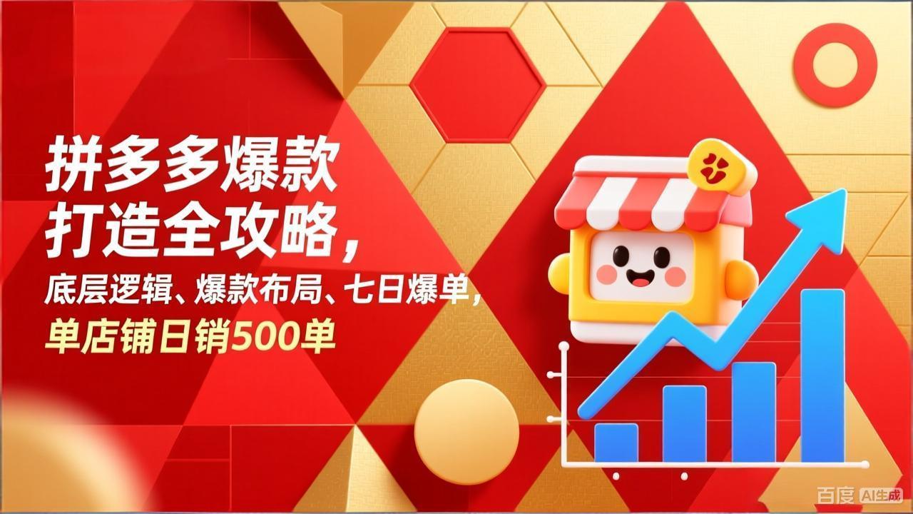 拼多多爆款打造全攻略，底层逻辑、爆款布局、七日爆单，单店铺日销500单-极客网创