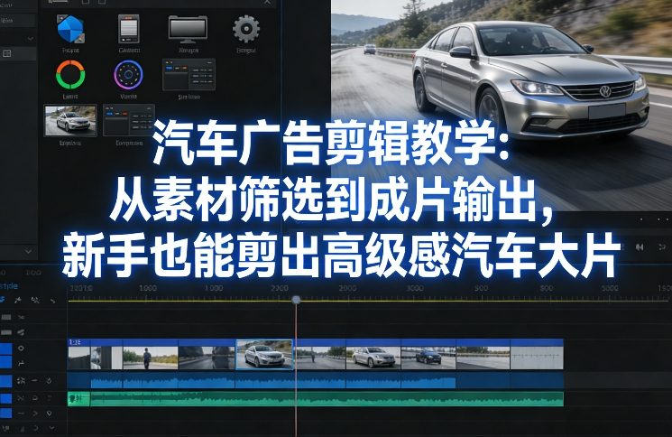 汽车广告剪辑教学：从素材筛选到成片输出，新手也能剪出高级感汽车大片-极客网创