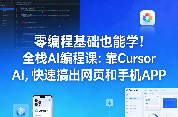 零编程基础也能学！全栈AI编程课：靠Cursor AI，快速搞出网页和手机APP-极客网创