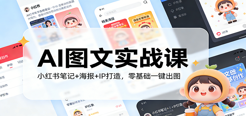 AI图文实战课：小红书笔记+海报+IP打造，零基础一键出图-极客网创