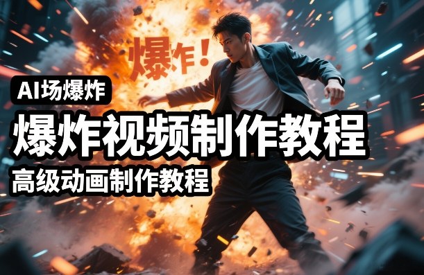 AI场景爆炸视频制作教程，利用人物实拍视频制作出高级的动画特效-极客网创