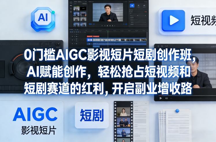 0门槛AIGC影视短片短剧创作班，AI赋能创作，轻松抢占短视频和短剧赛道的红利，开启副业增收路-极客网创