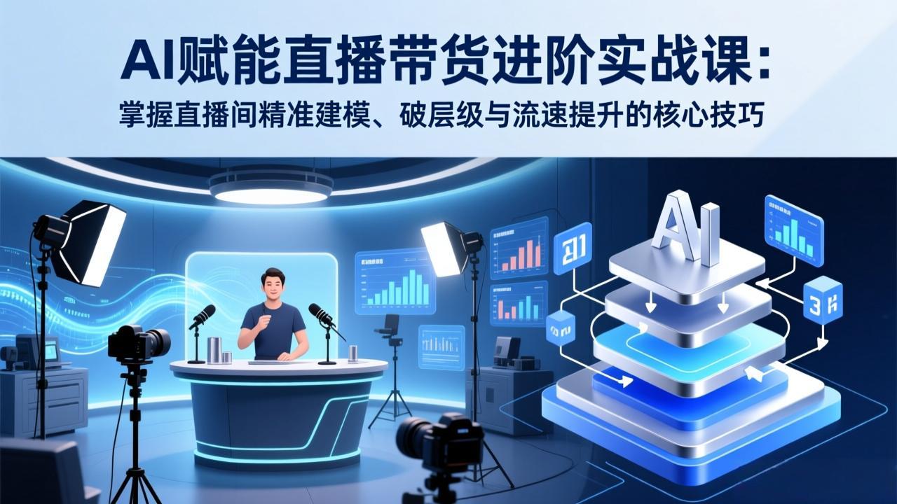AI赋能直播带货进阶实战课：掌握直播间精准建模、破层级与流速提升的核心技巧-极客网创