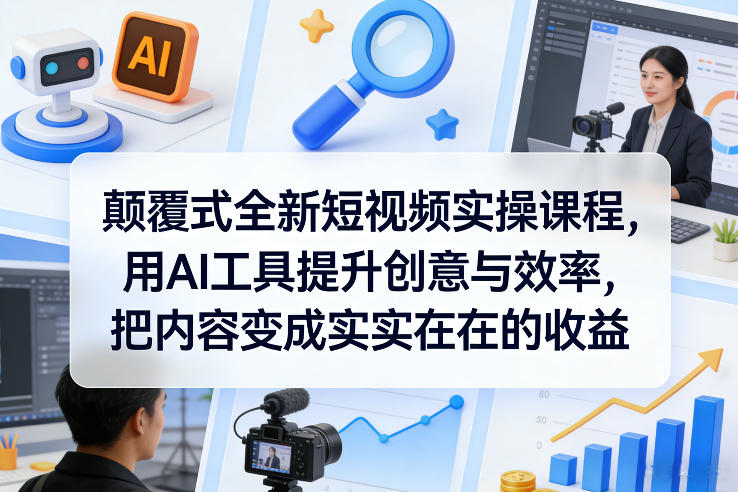 颠覆式全新短视频实操课程，用AI工具提升创意与效率，把内容变成实实在在的收益-极客网创