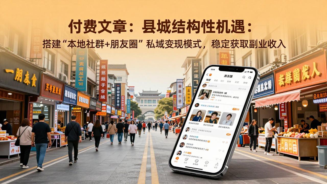 付费文章：县城结构性机遇：搭建“本地社群+朋友圈”私域变现模式，稳定获取副业收入-极客网创