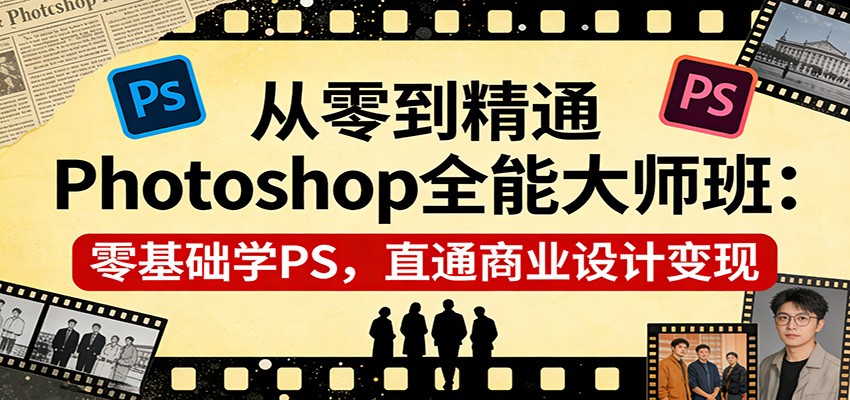 从零到精通Photoshop全能大师班：零基础学PS，直通商业设计变现-极客网创
