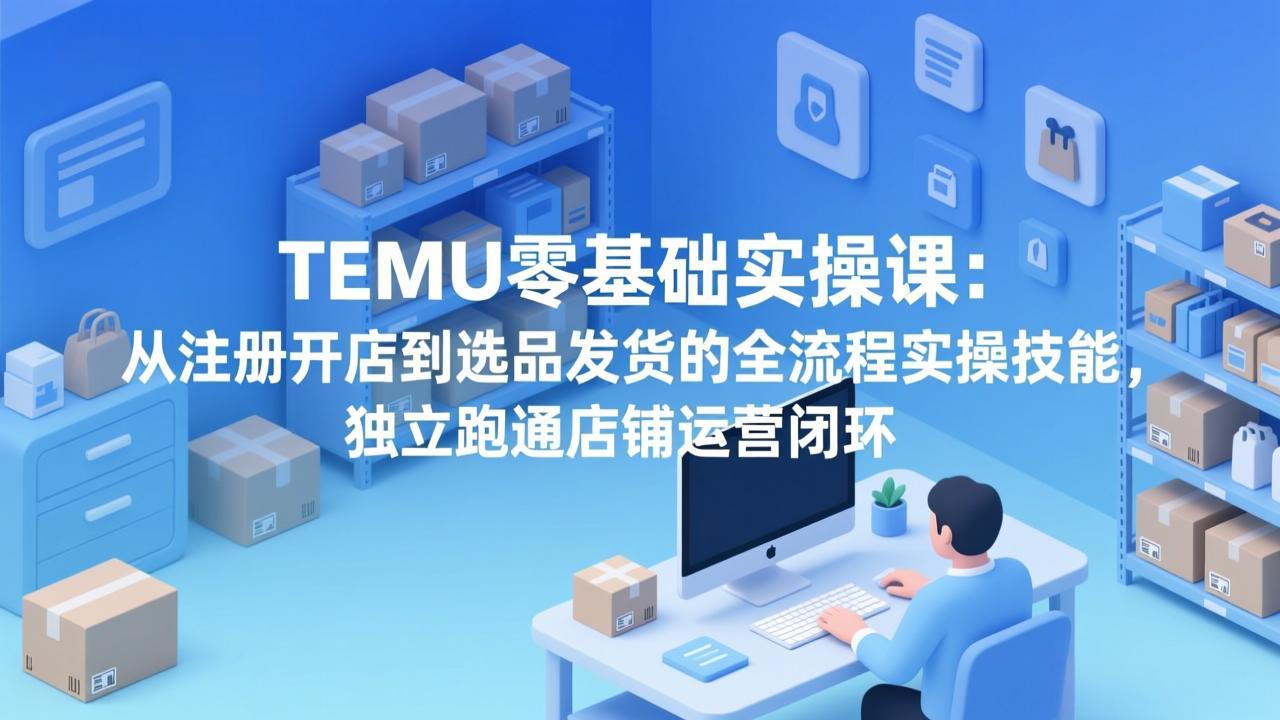 TEMU零基础实操课：从注册开店到选品发货的全流程实操技能，独立跑通店铺运营闭环-极客网创