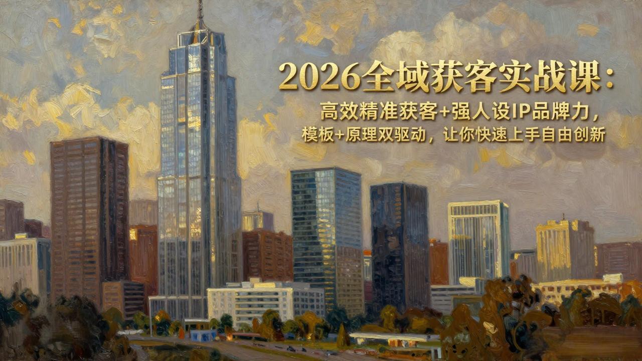 2026全域获客实战课：高效精准获客+强人设IP品牌力，模板+原理双驱动，让你快速上手自由创新-极客网创