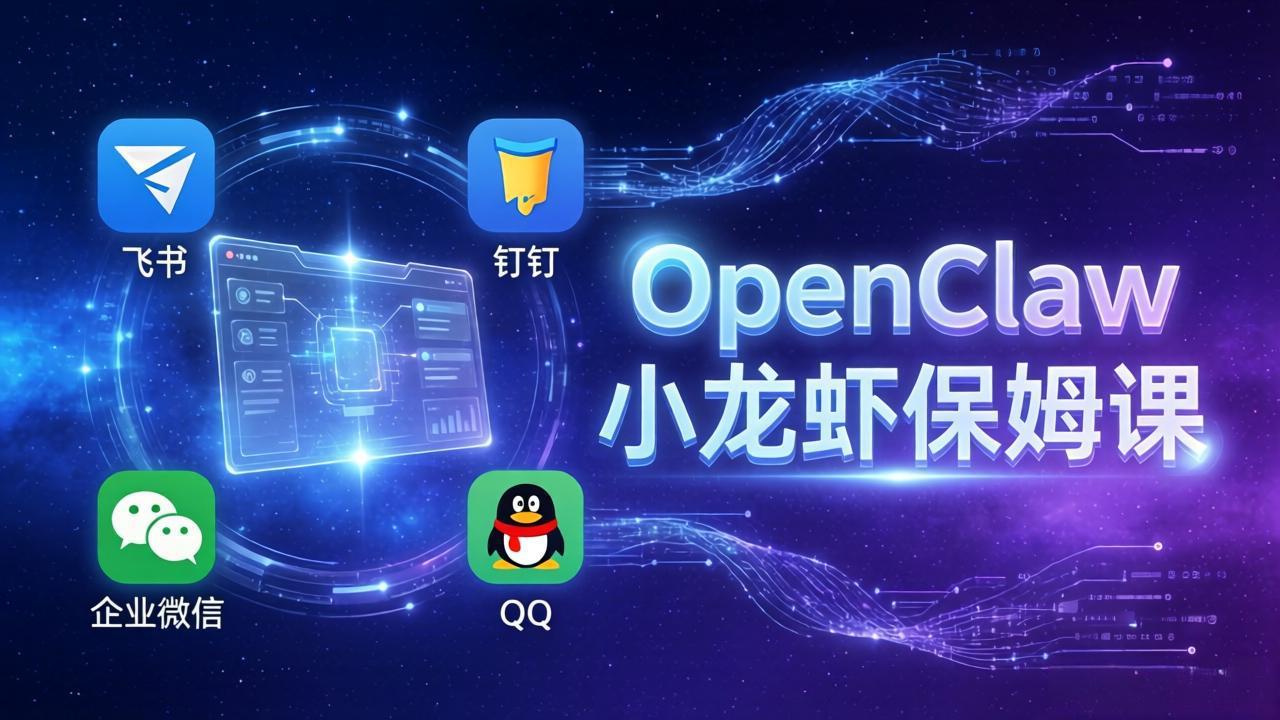 OpenClaw小龙虾保姆课： Windows/macOS/Linux/Docker全系统安装，飞书+钉钉+企业微信+QQ 全接入-极客网创