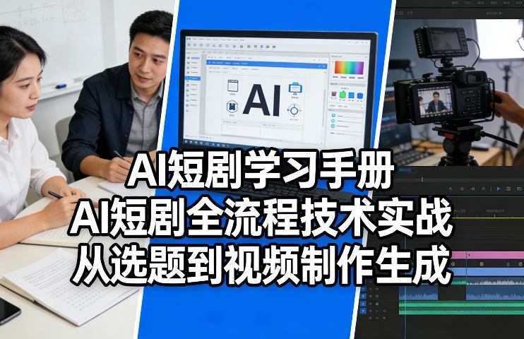 AI短剧学习手册，AI短剧全流程技术实战，从选题到视频制作生成-极客网创