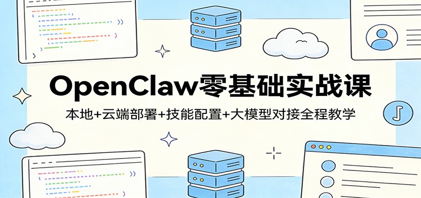 OpenClaw零基础实战课：本地+云端部署+技能配置+大模型对接全程教学-极客网创
