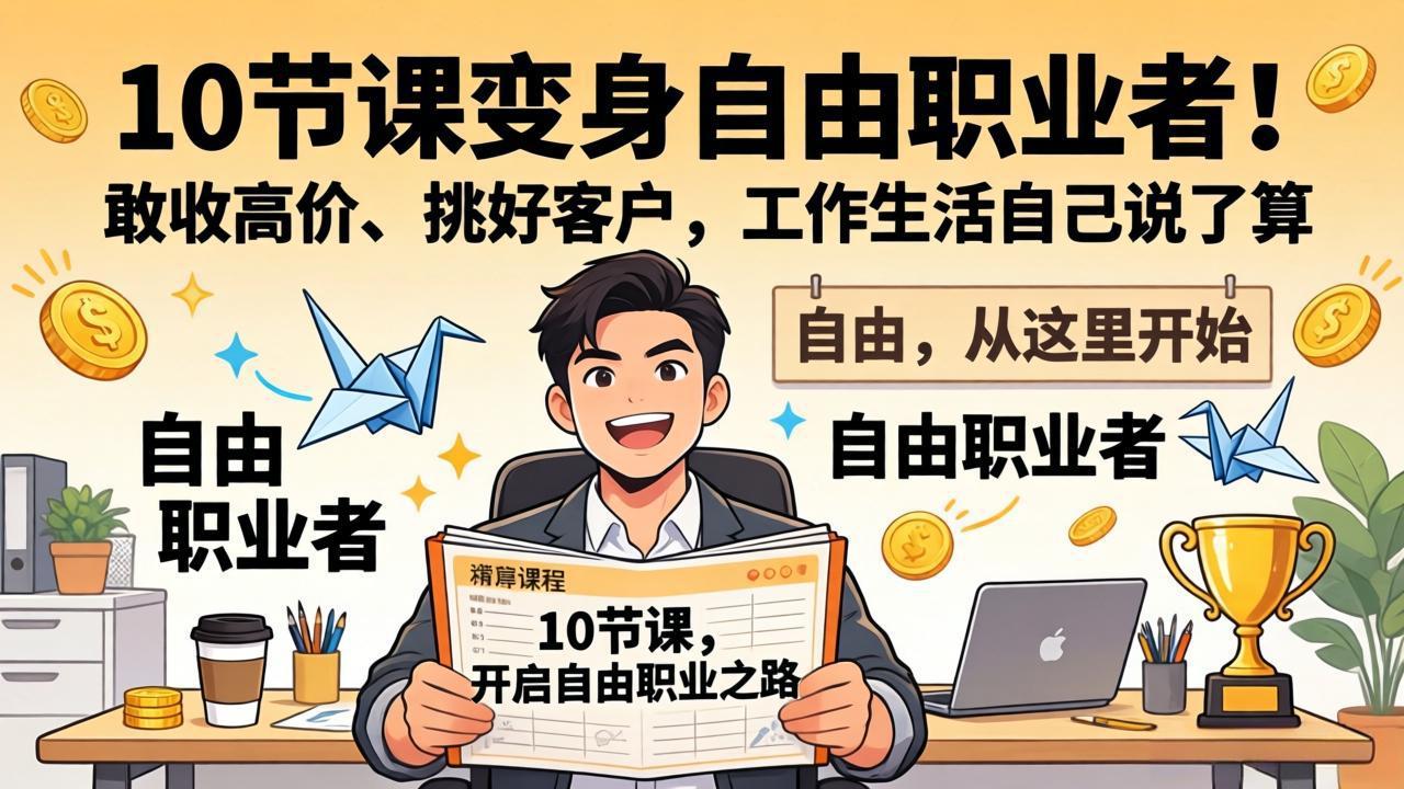 10 节课变身自由职业者！敢收高价、挑好客户，工作生活自己说了算-极客网创