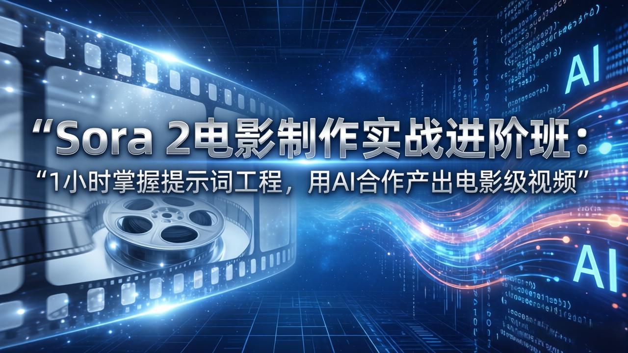 Sora 2电影制作实战进阶班：1小时掌握提示词工程，用AI合作产出电影级视频-极客网创