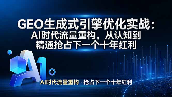 GEO 生成式引擎优化实战:AI时代流量重构,从认知到精通抢占下一个十年红利-极客网创