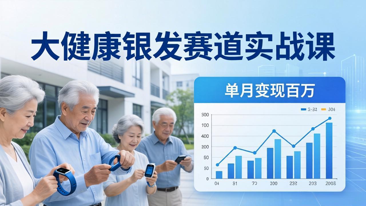 大健康银发赛道实战课：拆解视频号线索型 IP 单月变现百万逻辑，教你精准获客高效变现-极客网创