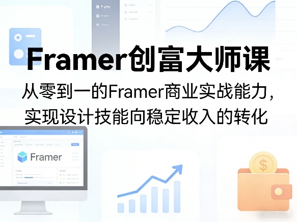 Framer创富大师课，从零到一的Framer商业实战能力，实现设计技能向稳定收入的转化-极客网创