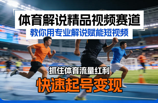 体育解说精品视频赛道，教你用专业解说赋能短视频，抓住体育流量红利，快速起号变现-极客网创