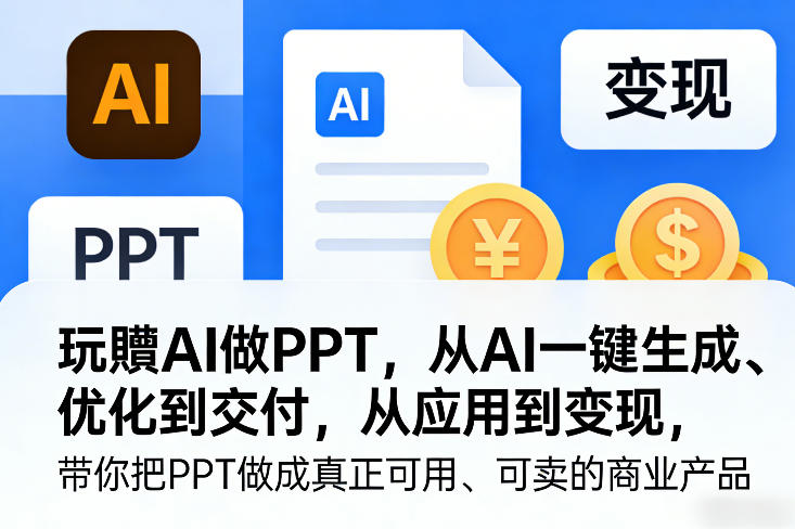 玩賺AI做PPT，从AI一键生成、优化到交付，从应用到变现，带你把PPT做成真正可用、可卖的商业产品(更新0401)-极客网创