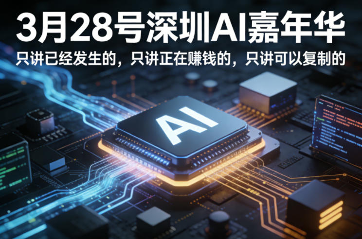 3月28号深圳AI嘉年华，只讲已经发生的，只讲正在賺钱的，只讲可以复制的-极客网创