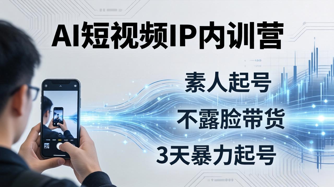 2026AI短视频IP内训营：从素人起号到不露脸带货，3天暴力起号全流程拆解-极客网创
