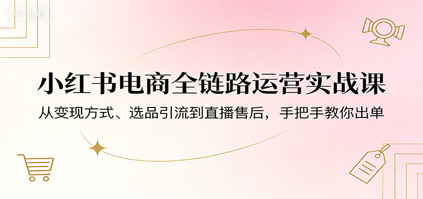 小红书电商全链路运营实战课：从变现方式、选品引流到直播售后，手把手教你出单-极客网创