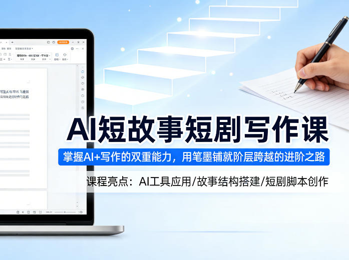 AI短故事短剧写作课，掌握AI+写作的双重能力，用笔墨铺就阶层跨越的进阶之路-极客网创
