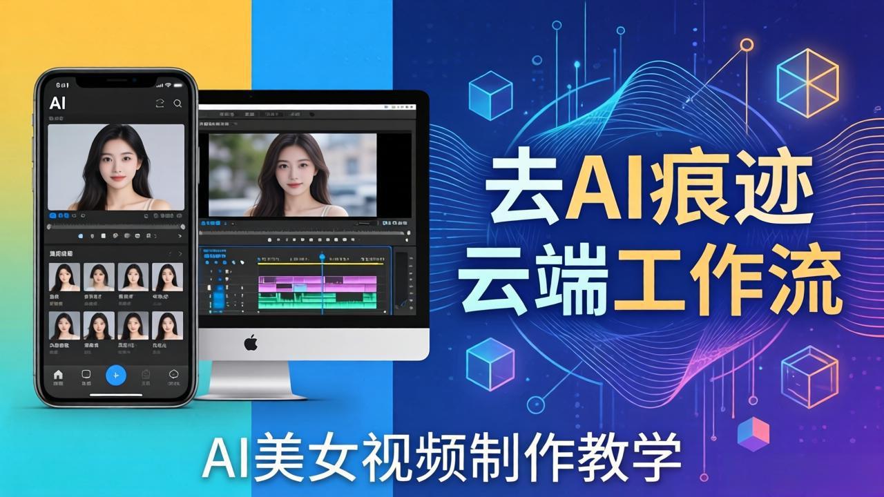 AI美女视频制作教学：去AI痕迹，云端工作流出图，手机电脑均可，不需要配置-极客网创