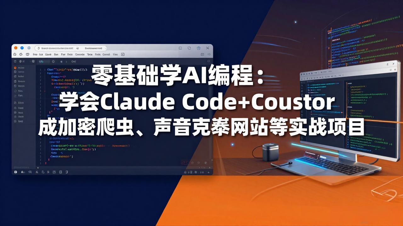 零基础学AI编程：学会Claude Code+Cursor完成加密爬虫、声音克隆网站等实战项目-极客网创