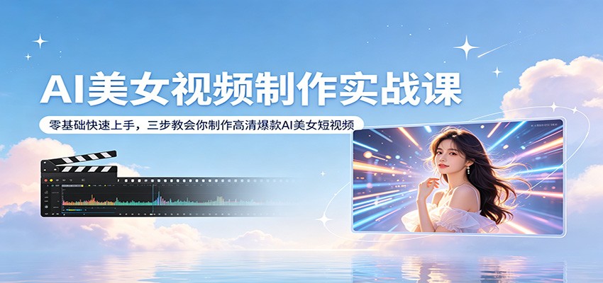 AI美女视频制作实战课：零基础快速上手，三步教会你制作高清爆款AI美女短视频-极客网创