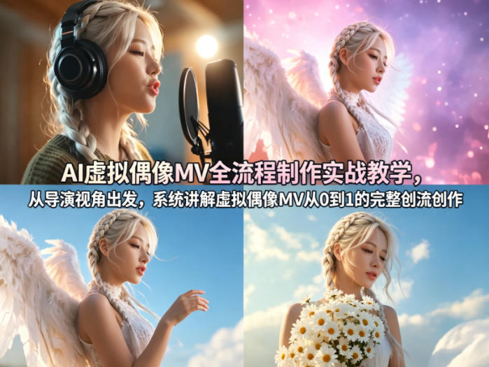 AI虚拟偶像MV全流程制作实战教学，从导演视角出发，系统讲解虚拟偶像MV从0到1的完整创作流程-极客网创