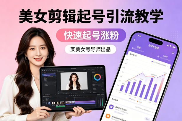 某美女号导师出品：美女剪辑起号引流教学，快速起号涨粉-极客网创