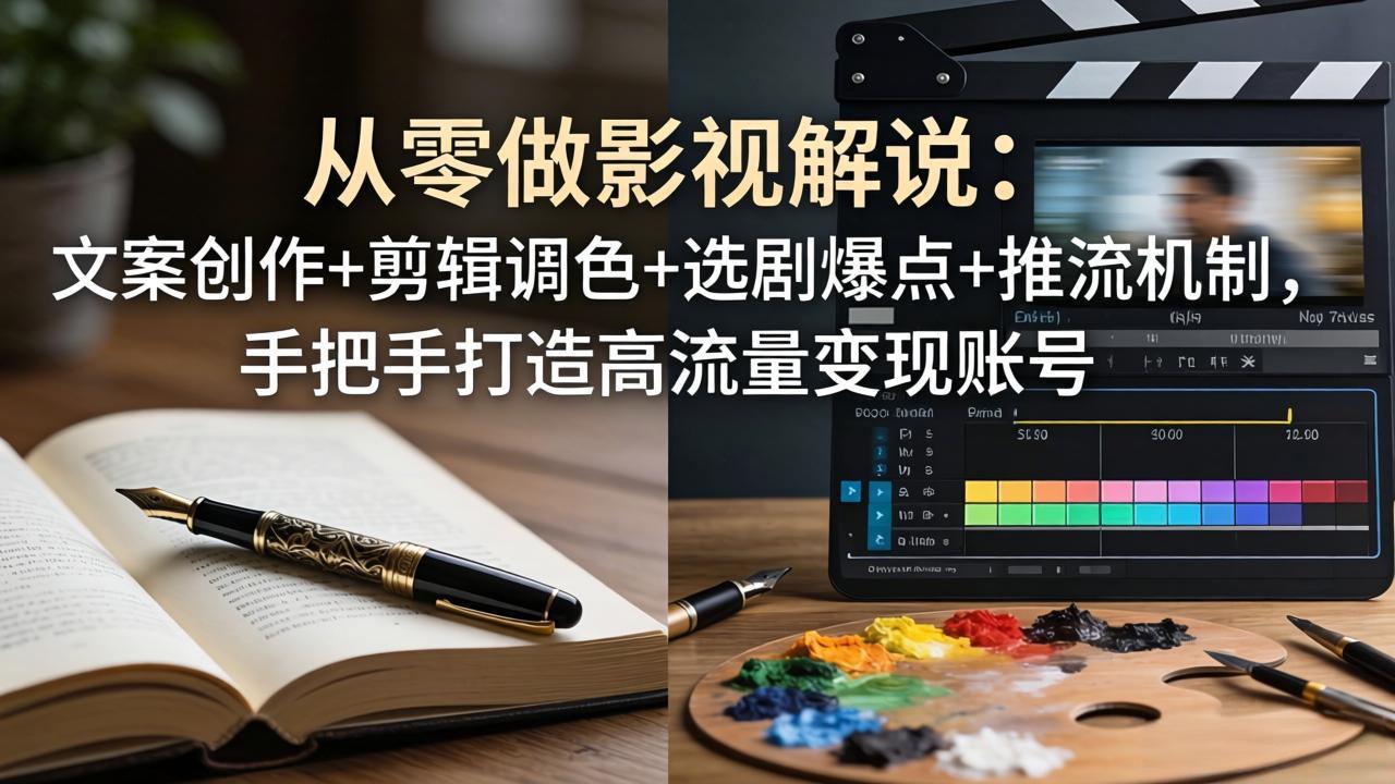 从零做影视解说：文案创作+剪辑调色+选剧爆点+推流机制，手把手打造高流量变现账号-极客网创