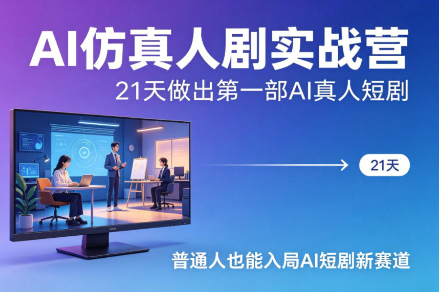AI仿真人剧实战营，21天做出第一部AI真人短剧，普通人也能入局AI短剧新赛道-极客网创