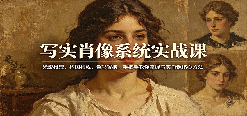 写实肖像系统实战课：光影推理、构图构成、色彩置换，手把手教你掌握写实肖像核心方法-极客网创
