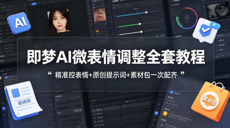 即梦AI微表情调整全套教程，精准控表情+原创提示词+素材包一次配齐-极客网创