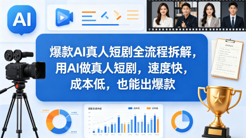 爆款AI真人短剧全流程拆解，用AI做真人短剧，速度快，成本低，也能出爆款-极客网创